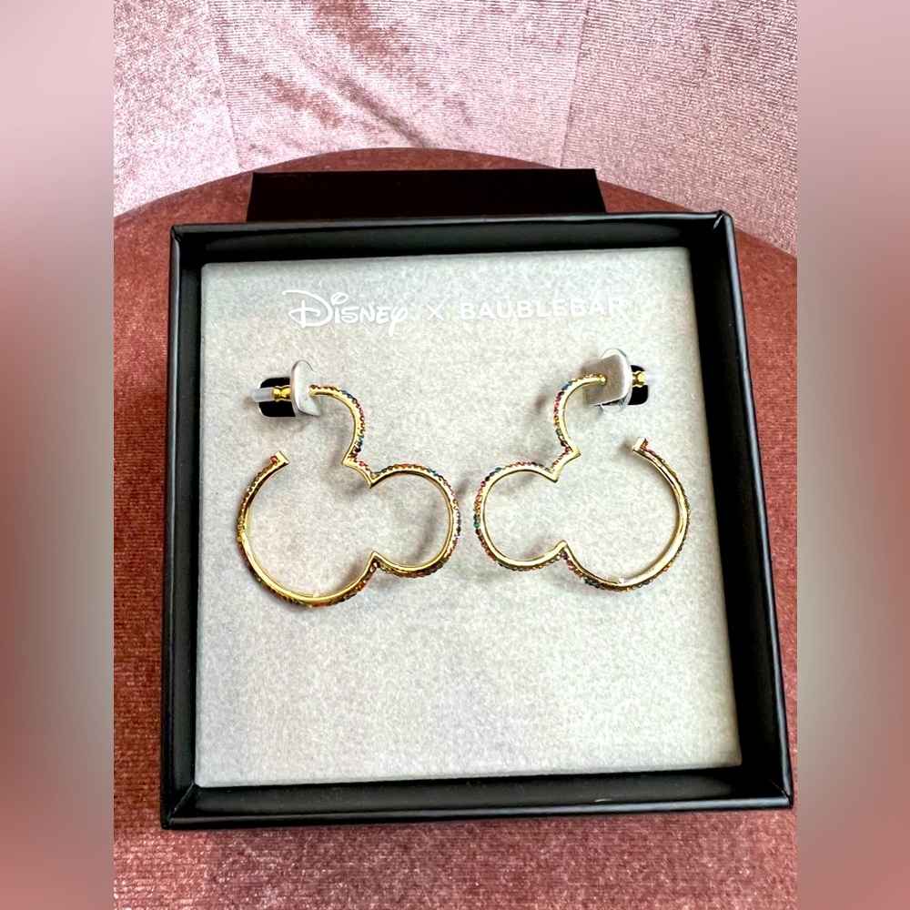 Disney x BaubleBar Multicolored Mickey Outline Silhouette Earrings